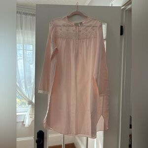 Kim Rogers Pale Pink Embroidered Button-Front Nightgown Womens